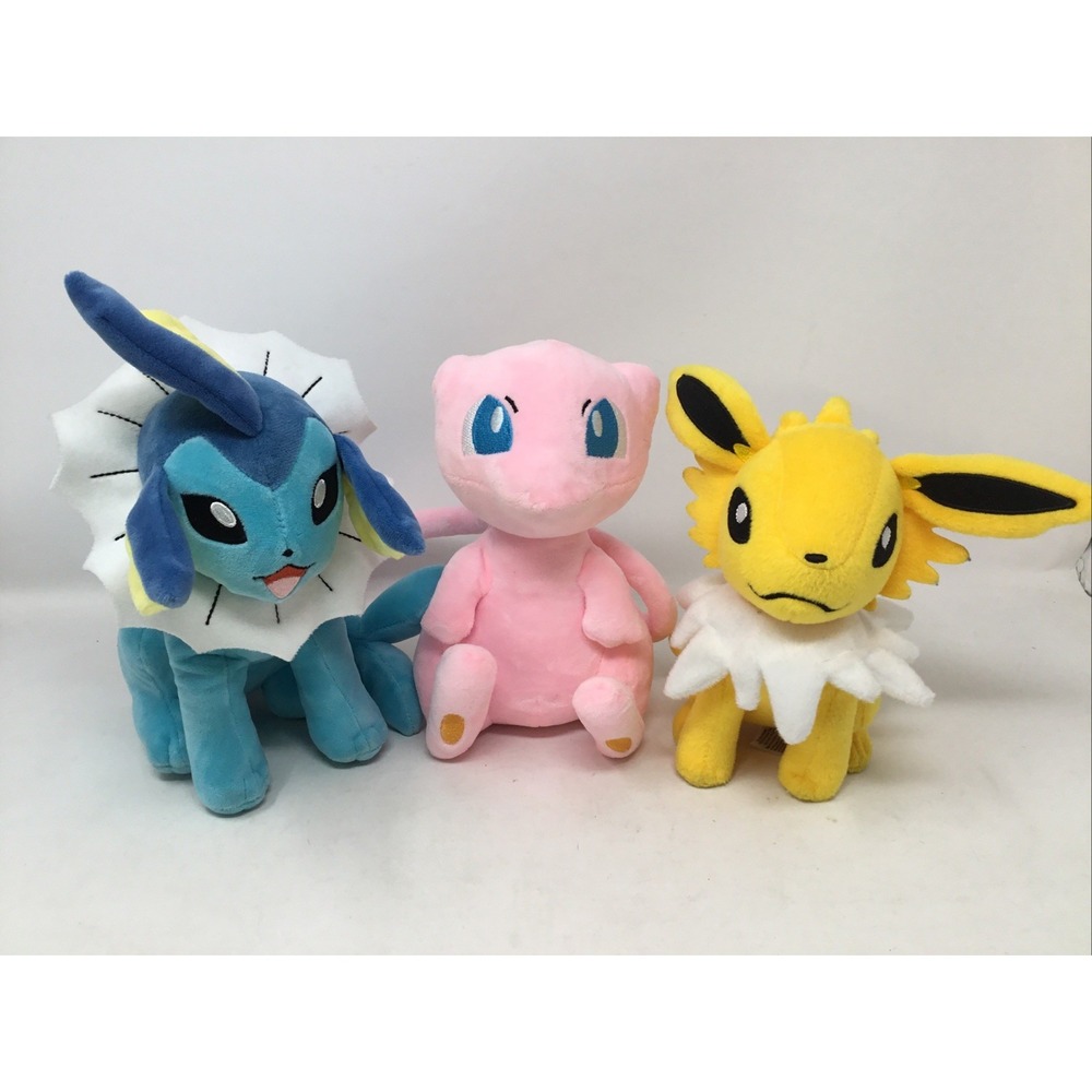 Pokemon Plush Lot Of 3 Jolteon Vaporeon Mew 2023 2016 Tomy